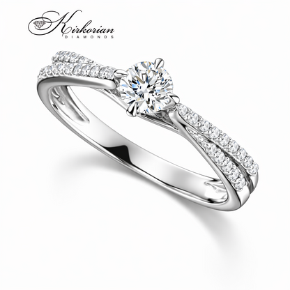 годежен пръстен с диаманти 0.27 ct бяло злато 14К RN28