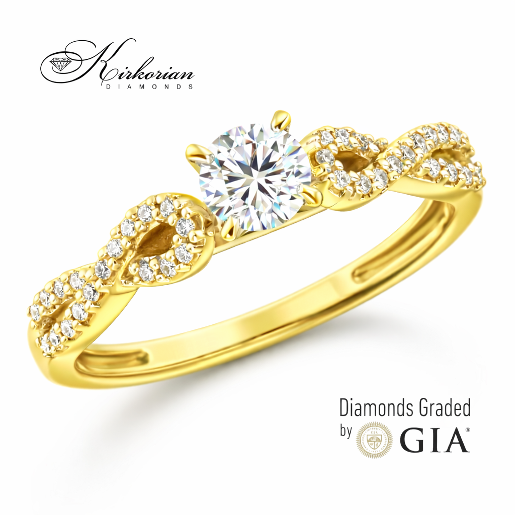 годежен пръстен с диаманти 0.41 ct GIA E VS2 жълто злато 18K модел RN29A Kirkorian Diamonds