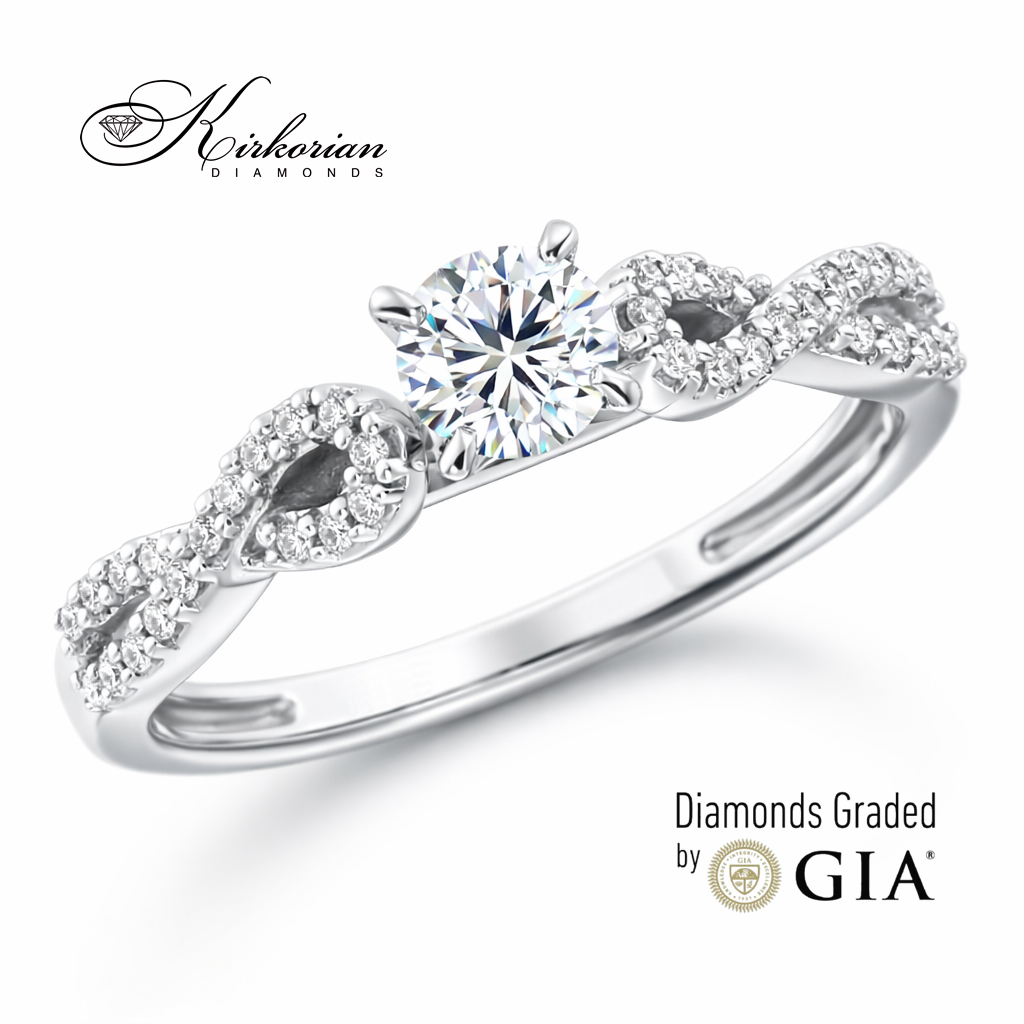 годежен пръстен с диаманти 0.40 ct GIA E VS2 бяло злато 18K модел RN29B Kirkorian Diamonds