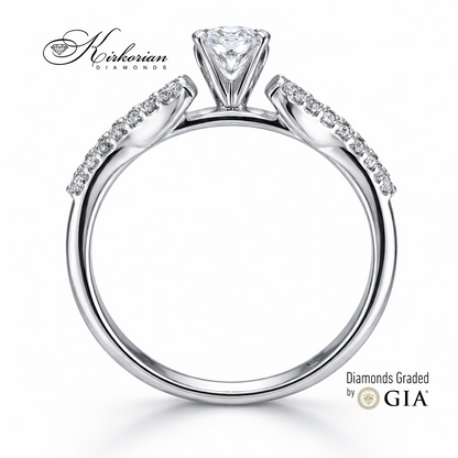 страничен профил годежен пръстен бяло злато 18K диаманти 0.40 ct GIA E VS2 модел RN29B