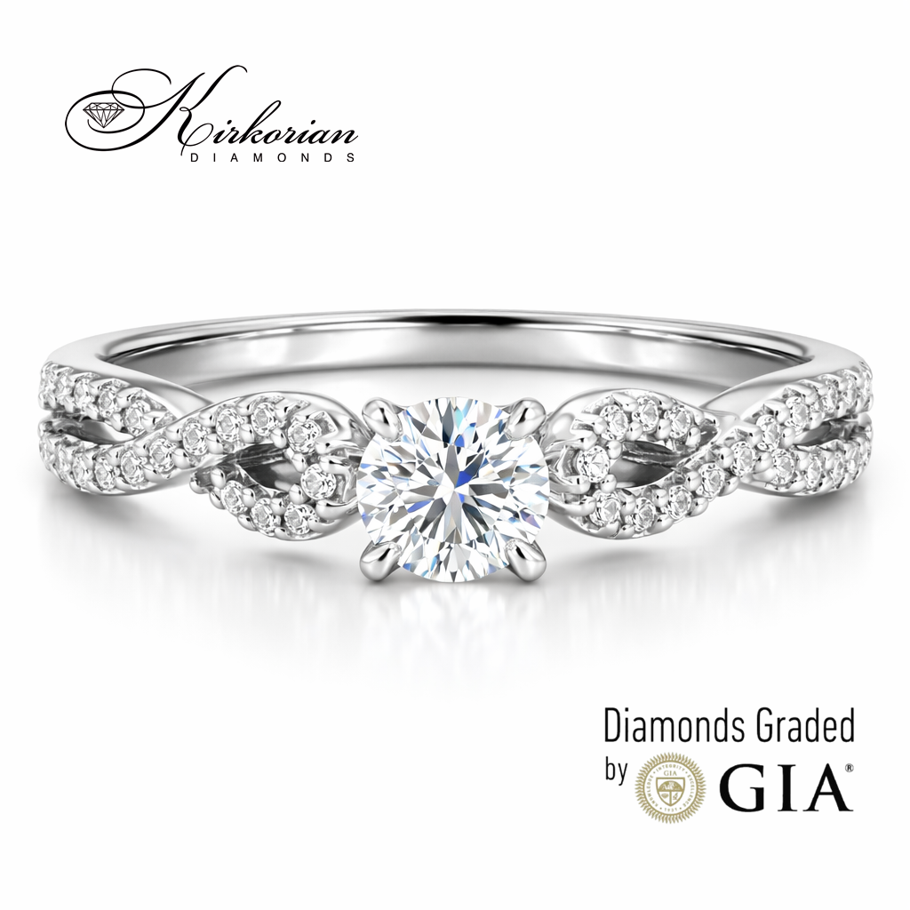 луксозен годежен пръстен бяло злато 18K с диаманти 0.40 ct GIA E VS2 RN29B