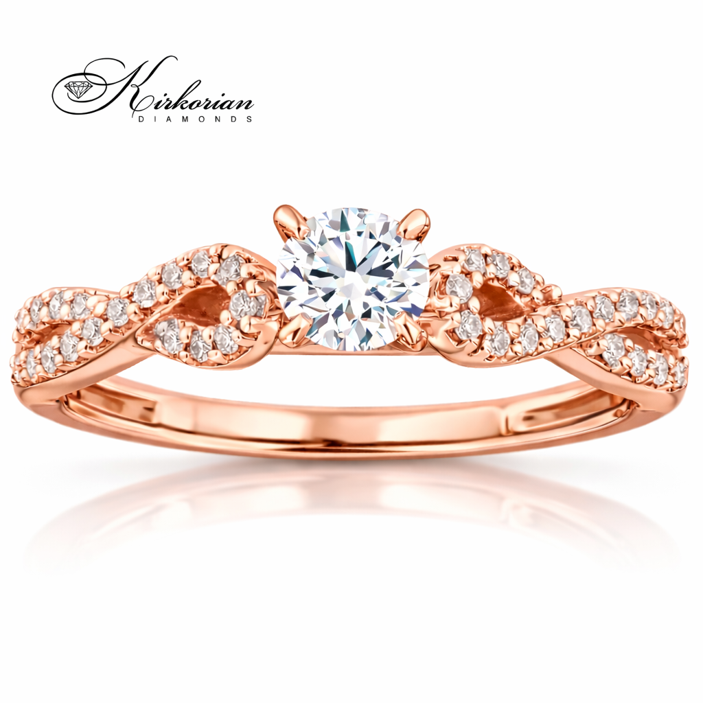 годежен пръстен с диаманти 0.43 ct GIA D VS1 розово злато 14K модел RN29C Kirkorian Diamonds