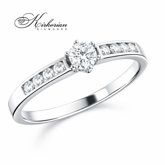 луксозен годежен пръстен с диаманти 0.30 ct бяло злато 14K RN33, диамантен годежен пръстен, пръстен с естествени диаманти, бижута с диаманти