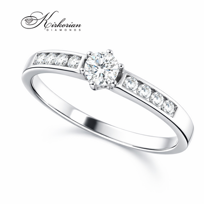 класически годежен пръстен с диамант 0.30 ct бяло злато 14K RN33, пръстен с централен диамант, елегантен диамантен пръстен, годежен пръстен за предложение