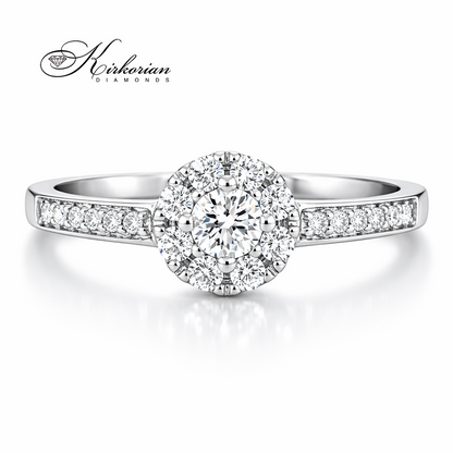 класически годежен пръстен бяло злато 18K с диаманти 0.27 ct модел RN34B, пръстен с централен диамант, елегантен диамантен пръстен