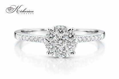 Годежен пръстен с диаманти 0.40ct от бяло злато 14к – модел RN35