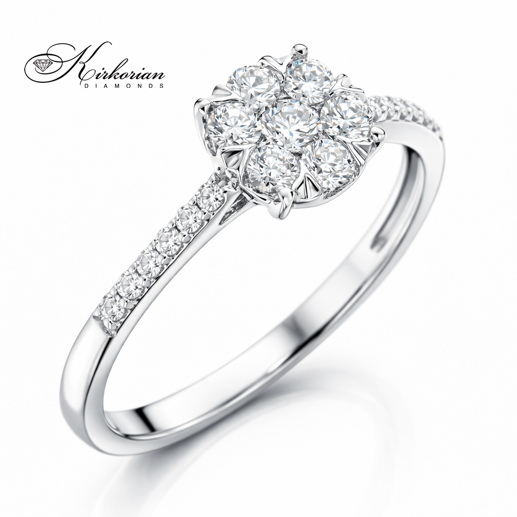 Годежен пръстен с диаманти 0.40ct от бяло злато 14к – модел RN35