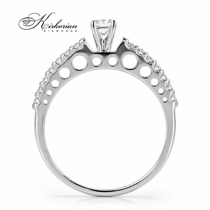 Годежен пръстен с диаманти 0.35 ct от бяло злато модел RN42 профил на халката с инкрустирани диаманти
