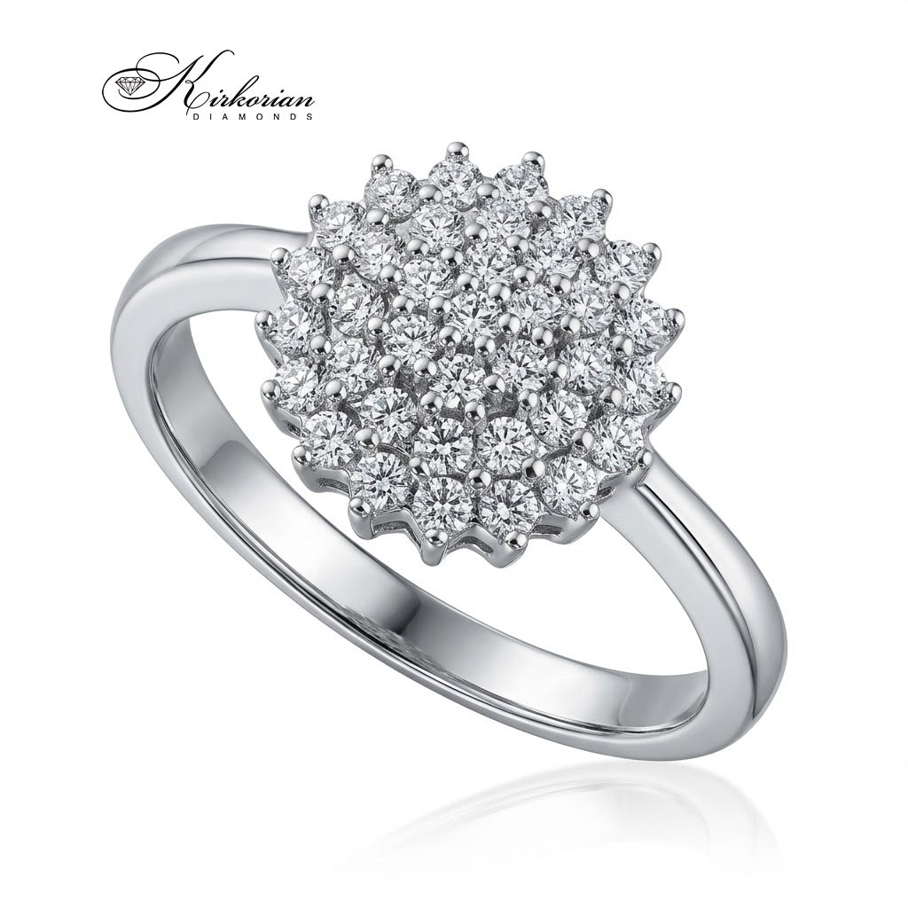 Пръстен RN436 от бяло злато 14К с диаманти 0.35 ct, изглед под ъгъл
