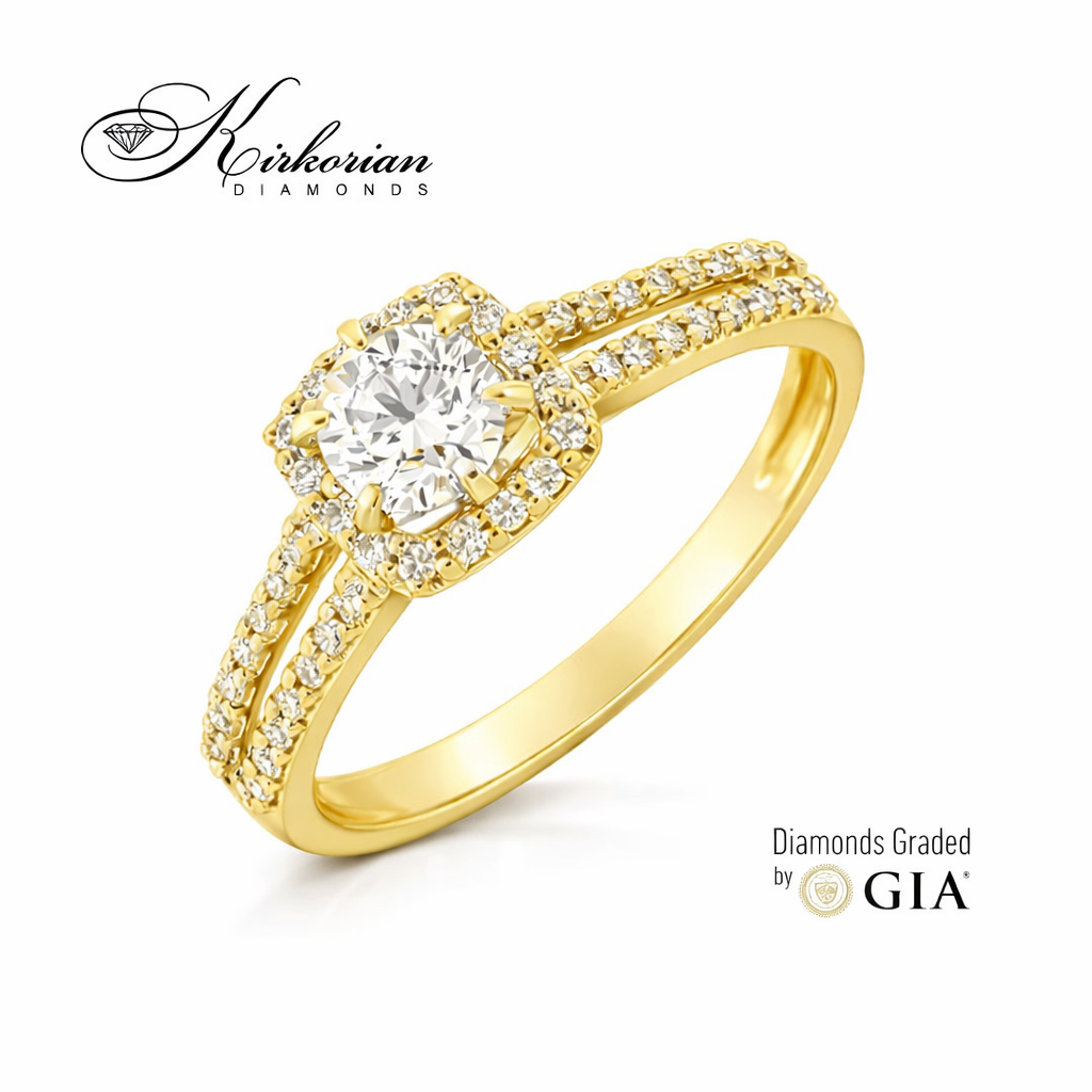 Годежен пръстен от жълто злато 18K с GIA диамант 0.44 ct – модел RN462B Kirkorian Diamonds