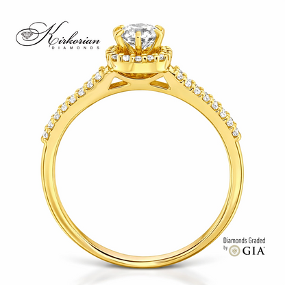 Профил на годежен пръстен от жълто злато 18K с GIA сертифициран диамант 0.44 ct – RN462B