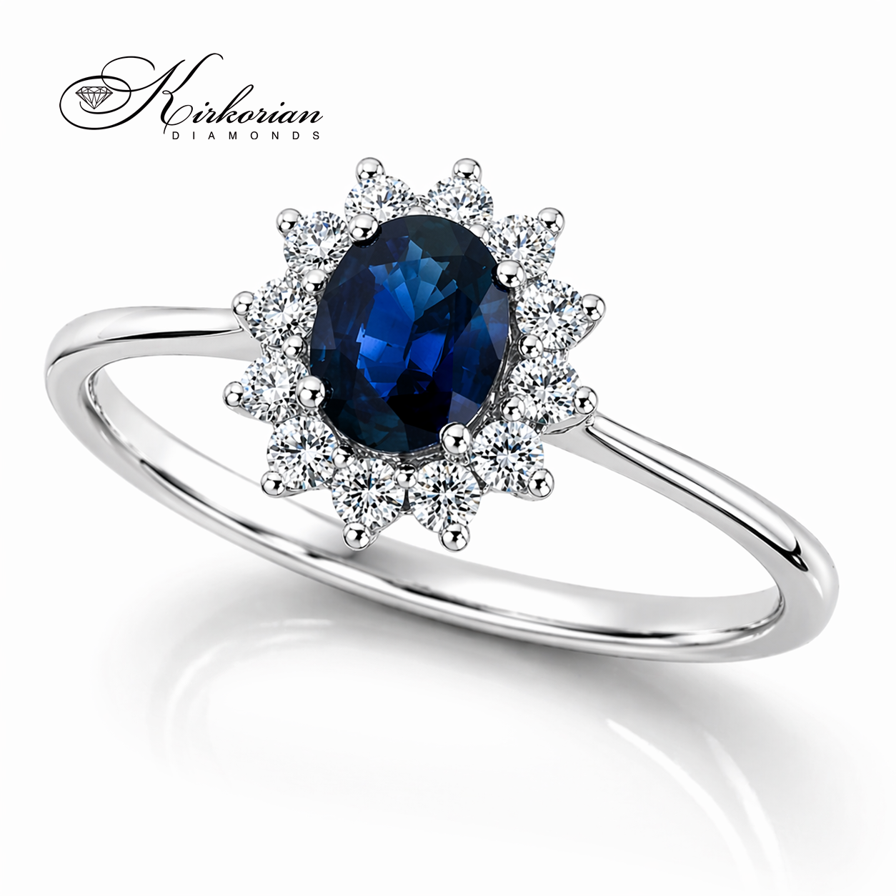 Годежен пръстен със сапфир 0.60 ct и диаманти 0.20 ct бяло злато 18К модел RN48 топ цена
