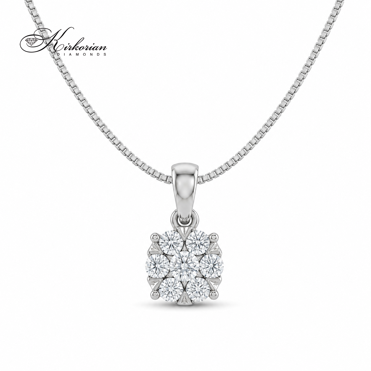Колие от бяло злато 18К с естествени диаманти 0.24 ct RN50B Kirkorian Diamonds – луксозна диамантена висулка с брилянтни диаманти