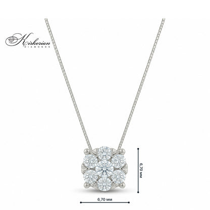 Колие от бяло злато 18К с естествени диаманти 0.30 ct RN51B Kirkorian Diamonds – луксозна диамантена висулка с размер 6.70 мм
