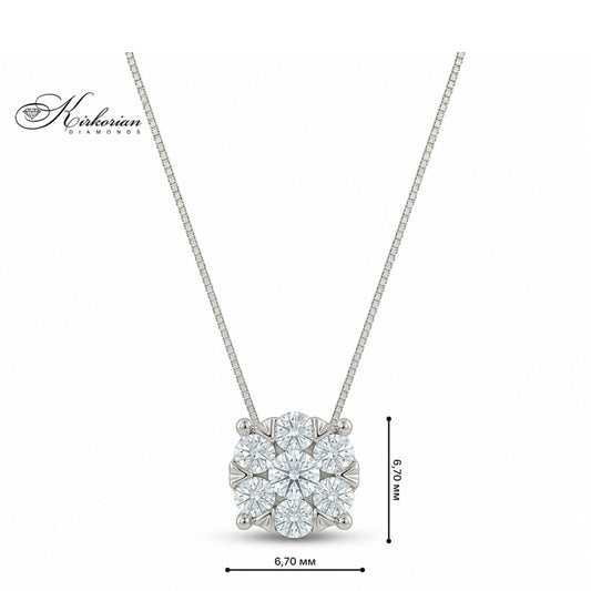 Колие от бяло злато 18К с естествени диаманти 0.30 ct RN51B Kirkorian Diamonds – луксозна диамантена висулка с размер 6.70 мм