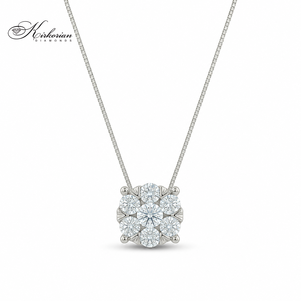 Колие с естествени диаманти 0.30 ct от бяло злато 18К RN51B Kirkorian Diamonds – изискано диамантено колие с кръгла брилянтна шлифовка
