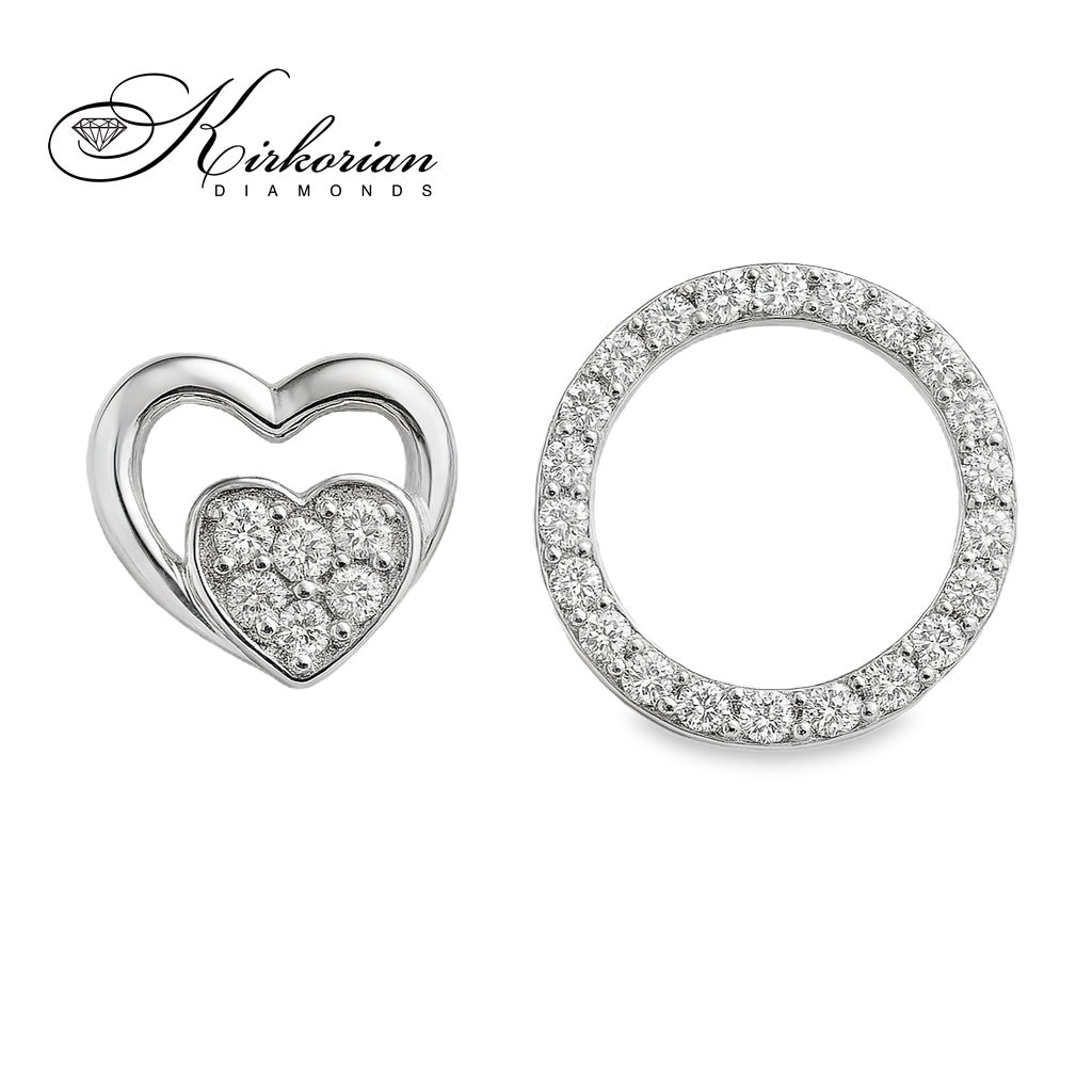 Луксозно колие от бяло злато 18k с двойно сърце и диаманти 0.185ct – модел RN53C
