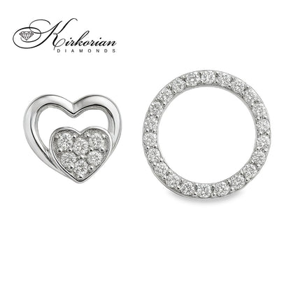 Луксозно колие от бяло злато 18k с двойно сърце и диаманти 0.185ct – модел RN53C
