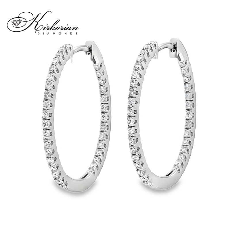 Обеци халки от бяло злато 14К с диаманти 0.50 ct Елегантен модел Код RN54