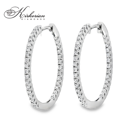 Обеци халки от бяло злато 14К с диаманти 0.50 ct Елегантен модел Код RN54