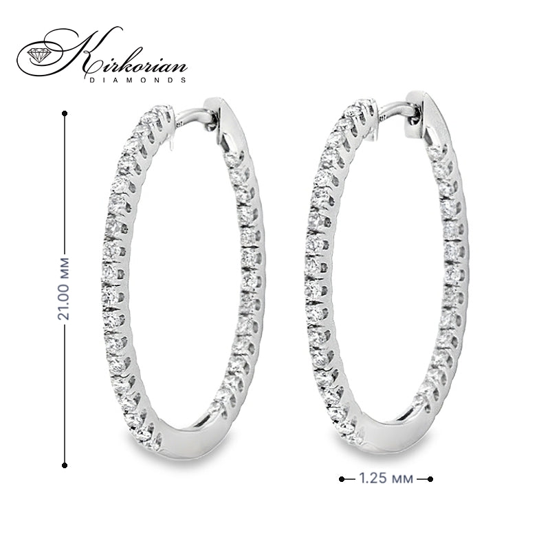 Обеци халки от бяло злато 14К с диаманти 0.50 ct Елегантен модел Код RN54