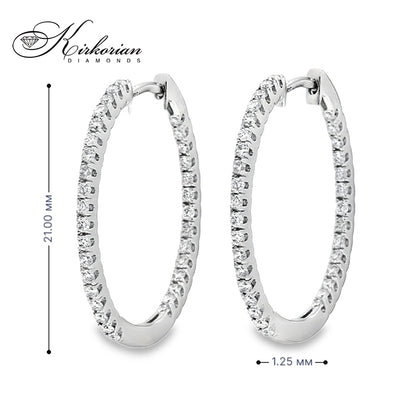 Обеци халки от бяло злато 14К с диаманти 0.50 ct Елегантен модел Код RN54