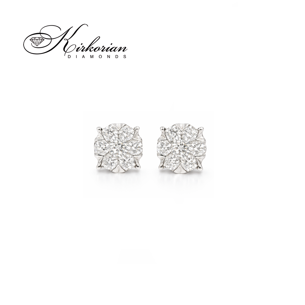 Нежни обеци от бяло злато 18К с диаманти 0.15 ct Елегантен модел Код RN55