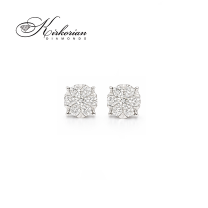 Нежни обеци от бяло злато 18К с диаманти 0.15 ct Елегантен модел Код RN55