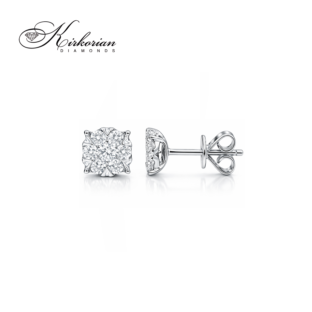 Нежни обеци от бяло злато 18К с диаманти 0.15 ct Елегантен модел Код RN55