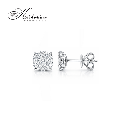 Нежни обеци от бяло злато 18К с диаманти 0.15 ct Елегантен модел Код RN55