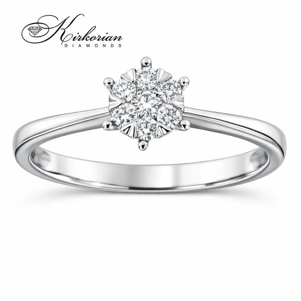 Годежен пръстен с диаманти 0.14 ct от бяло злато 14К – фин диамантен пръстен с брилянтна шлифовка | модел RN58