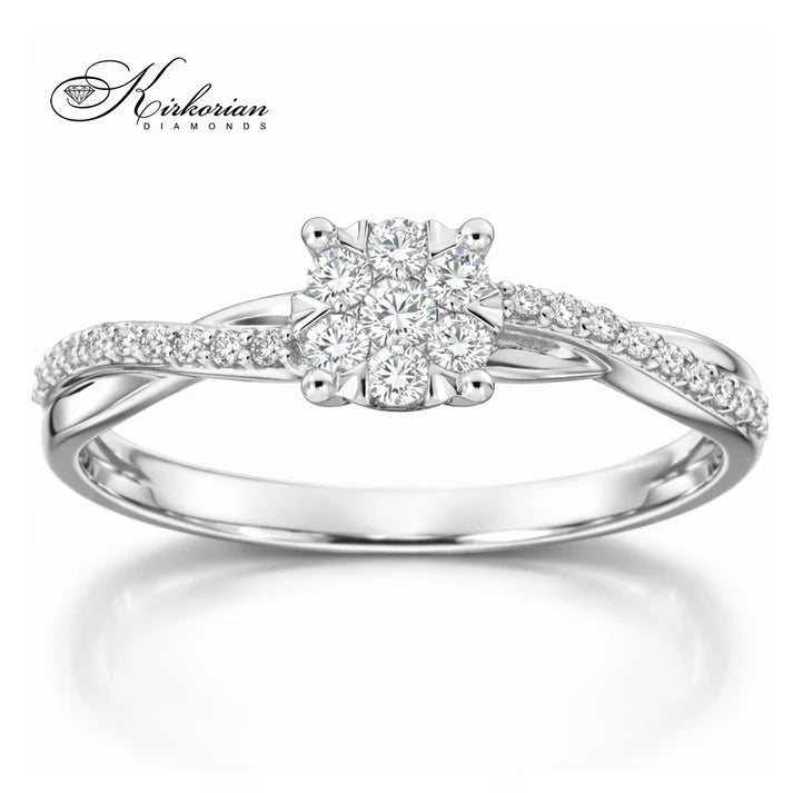 годежен пръстен с диаманти 0.22 ct бяло злато 14К