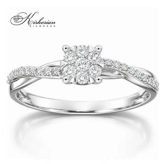годежен пръстен с диаманти 0.22 ct бяло злато 14К