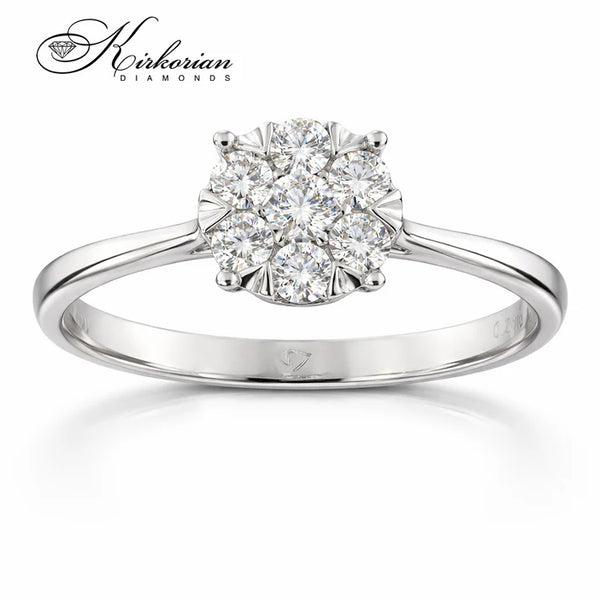 Годежен пръстен с диаманти 0.25 ct от бяло злато 14К – класически диамантен пръстен с брилянтна шлифовка | модел RN64