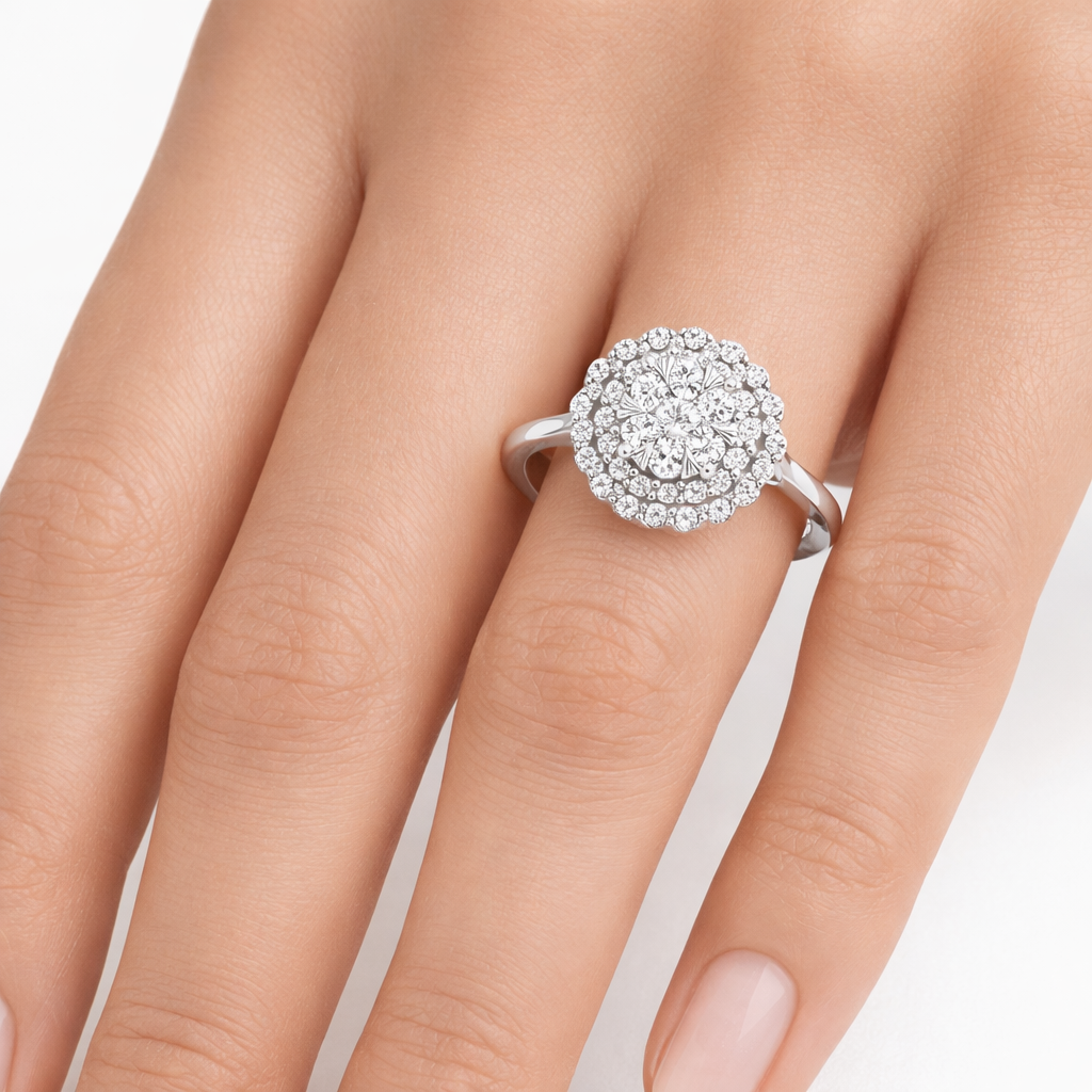 Годежен пръстен от бяло злато 14k с диаманти 0.50ct – модел RN66