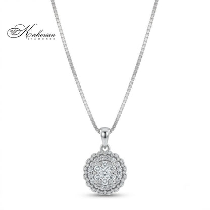 Диамантено колие от бяло злато 18К с естествени диаманти 0.50 ct RN74 Kirkorian Diamonds – изискано колие с кръгли брилянти