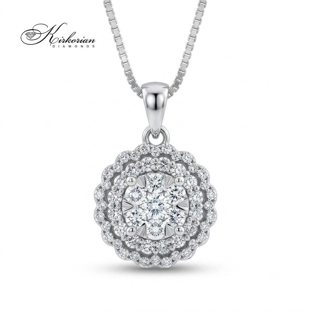 Луксозно колие от бяло злато 18К с естествени диаманти 0.50 ct RN74 Kirkorian Diamonds – елегантно диамантено колие с впечатляващ блясък