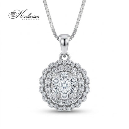 Луксозно колие от бяло злато 18К с естествени диаманти 0.50 ct RN74 Kirkorian Diamonds – елегантно диамантено колие с впечатляващ блясък