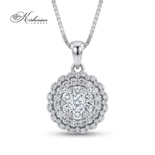Луксозно колие от бяло злато 18К с естествени диаманти 0.50 ct RN74 Kirkorian Diamonds – елегантно диамантено колие с впечатляващ блясък