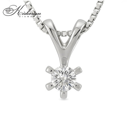 Класическо колие с диамант 0.15ct от бяло злато 14k – лукс и стил | Kirkorian Diamonds