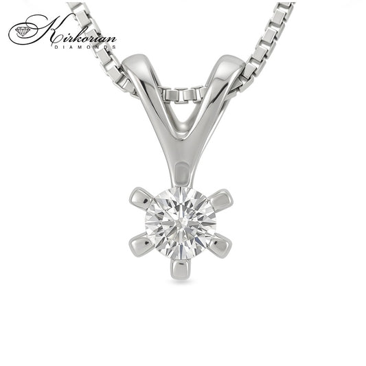 Класическо колие с диамант 0.15ct от бяло злато 14k – лукс и стил | Kirkorian Diamonds