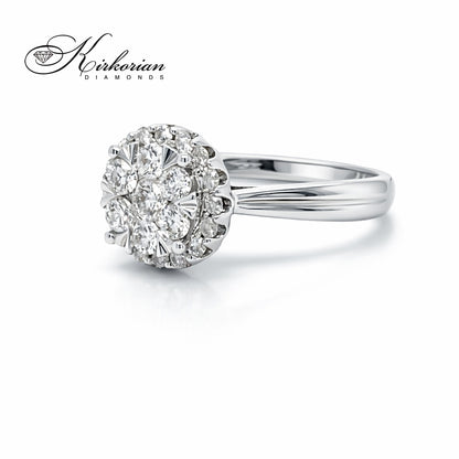 Годежен пръстен от бяло злато 14k с диаманти 0.50ct KD сертификат RN8