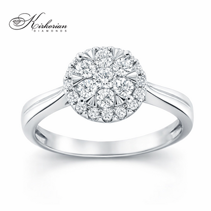 Годежен пръстен от бяло злато 14k с диаманти 0.50ct KD сертификат RN8