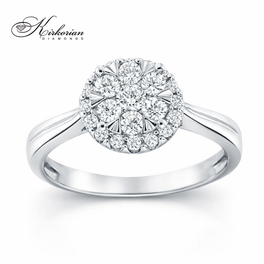 Годежен пръстен от бяло злато 14k с диаманти 0.50ct KD сертификат RN8