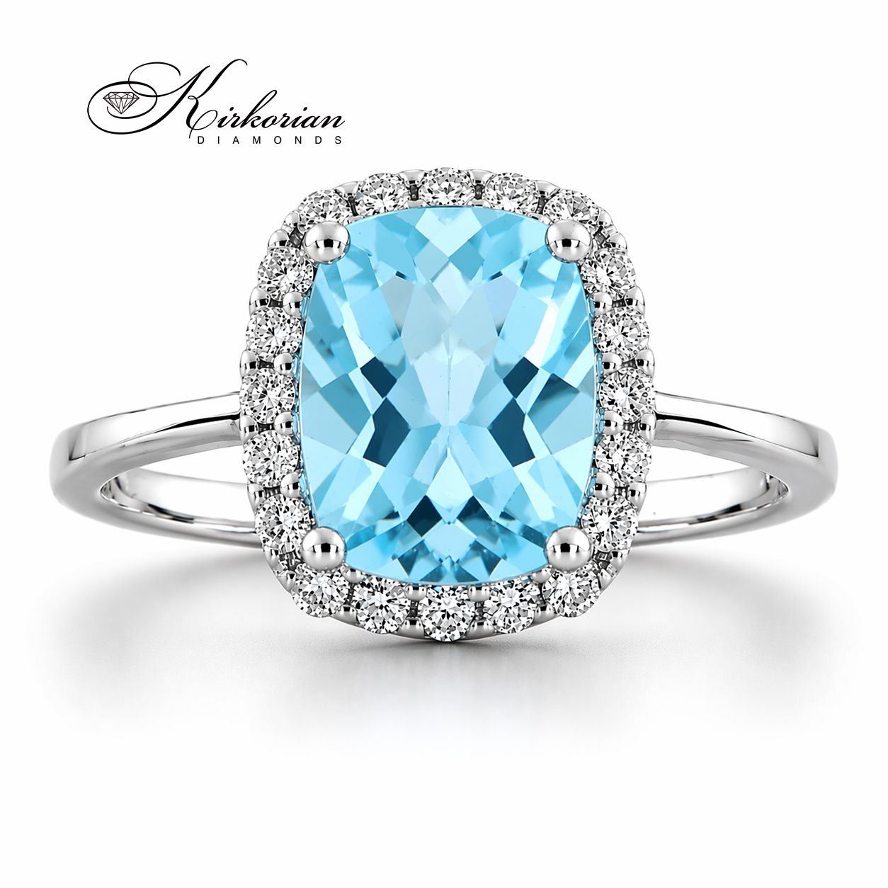 Годежен пръстен бяло злато 14К с топаз 2.41 ct и диаманти 0.21 ct RN80 луксозна кутия топ цена