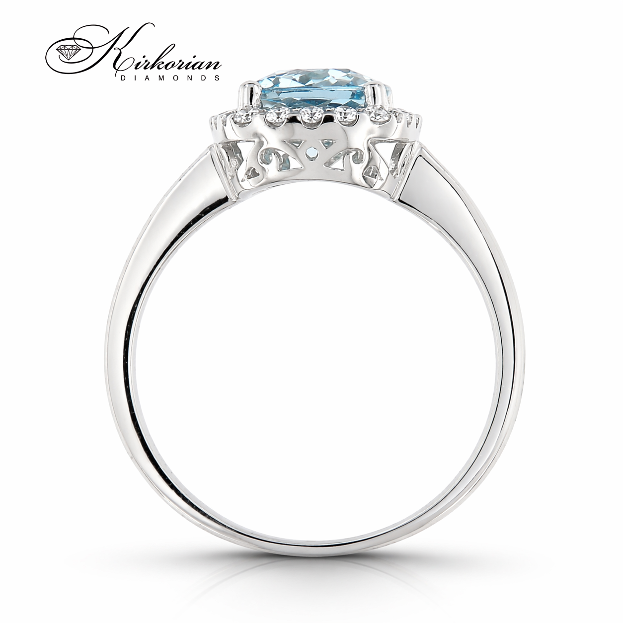 Профил на годежен пръстен бяло злато 14К топаз 2.41 ct диаманти 0.21 ct RN80 конструкция