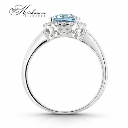 Профил на годежен пръстен бяло злато 14К топаз 2.41 ct диаманти 0.21 ct RN80 конструкция