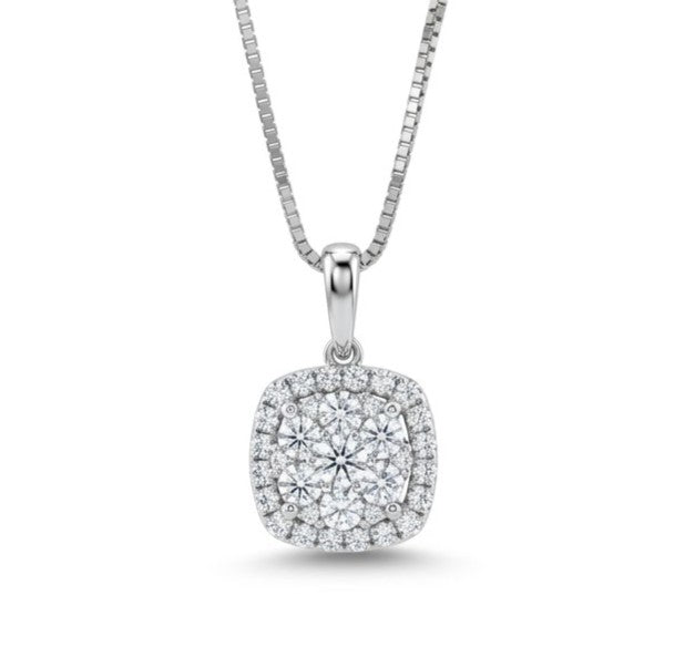 Колие от бяло злато 18К с естествени диаманти 0.50 ct RN80B Kirkorian Diamonds – луксозна диамантена висулка с впечатляващ блясък