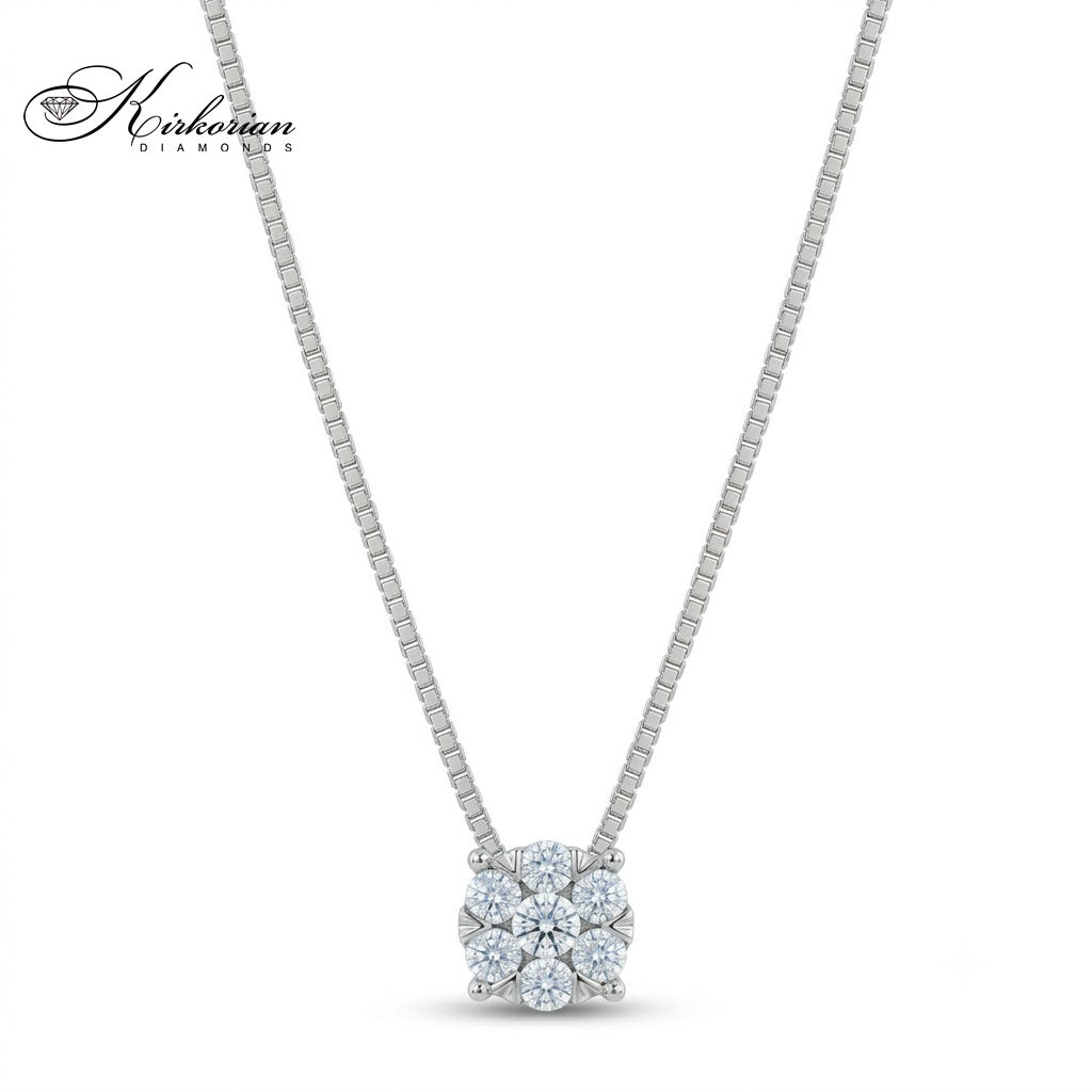 Колие от бяло злато 18К с естествени диаманти 0.20 ct RN83B Kirkorian Diamonds – класическо диамантено колие с кръгли брилянти и изящен дизайн