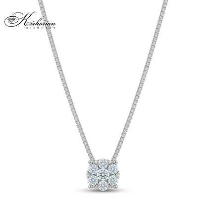 Колие от бяло злато 18К с естествени диаманти 0.20 ct RN83B Kirkorian Diamonds – класическо диамантено колие с кръгли брилянти и изящен дизайн